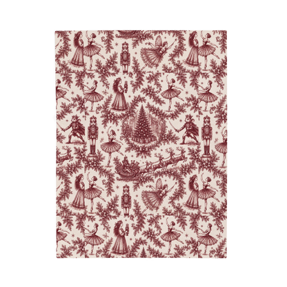 Cranberry Nutcracker Toile Plush Throw