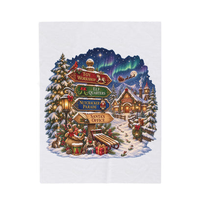 Christmas at Santa's Workshop Plush Throw