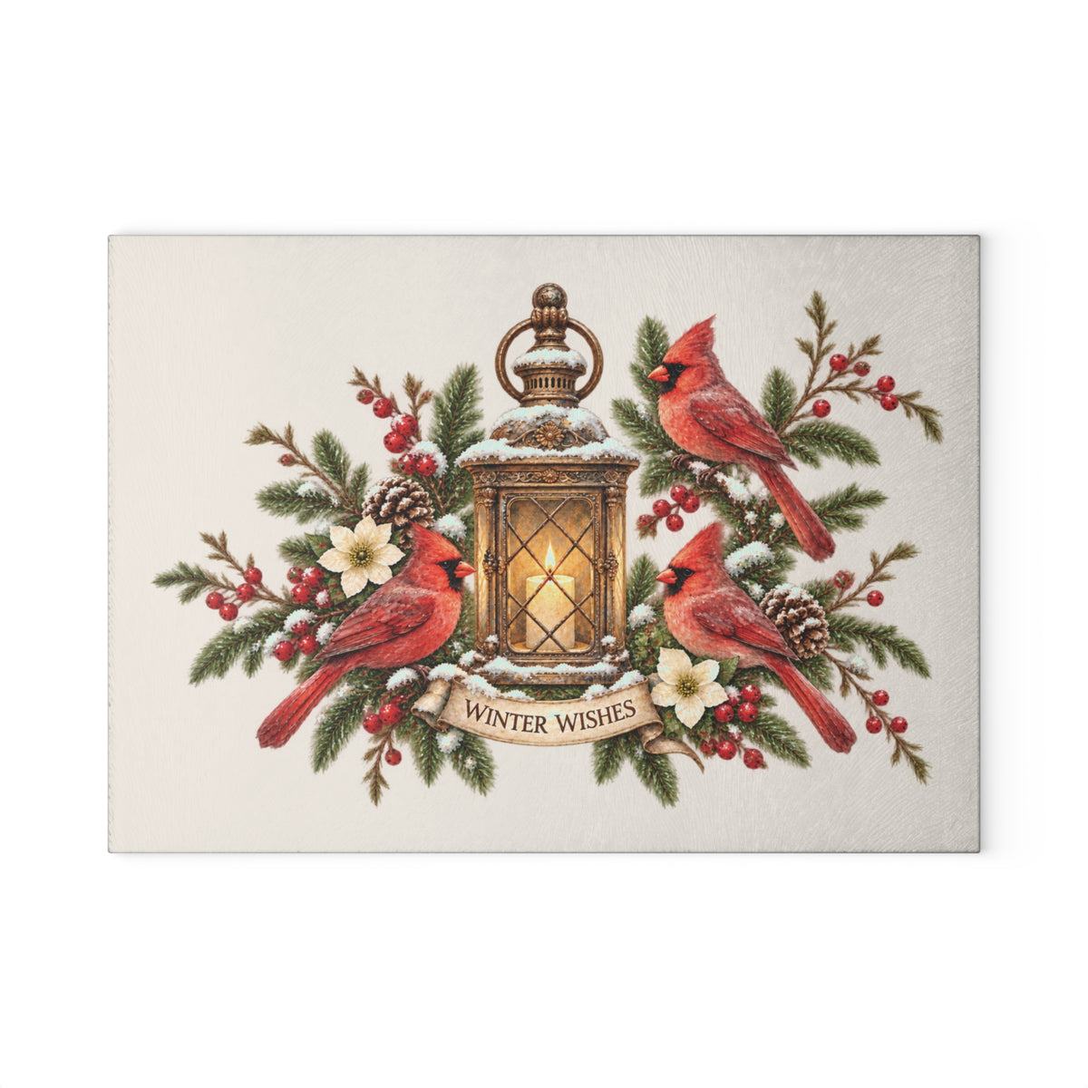 Winter Wishes Glass Cutting Board