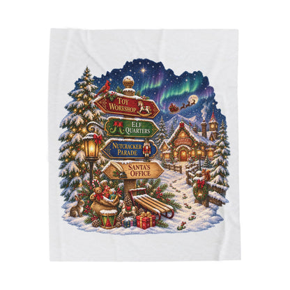 Christmas at Santa's Workshop Plush Throw