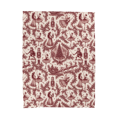 Cranberry Nutcracker Toile Plush Throw