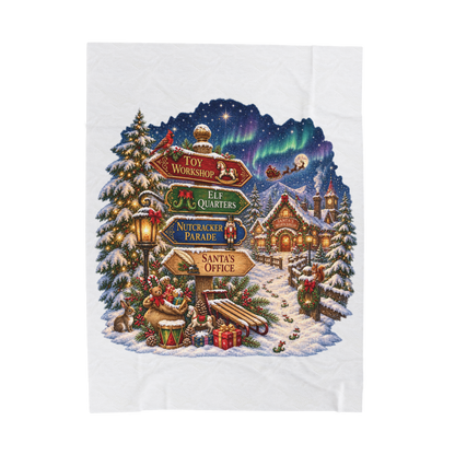 Christmas at Santa's Workshop Plush Throw