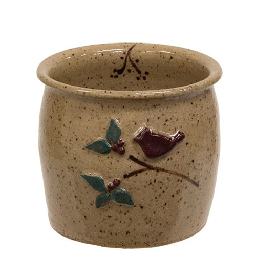 Cardinal on Branch Ceramic Crock
