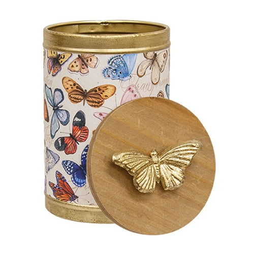 Inspirational Butterflies Canister with Wooden Lid