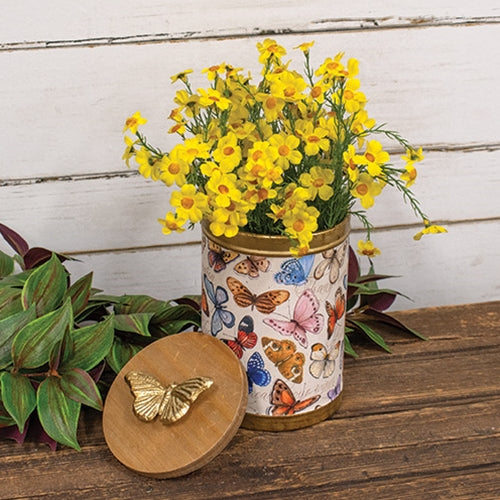 Inspirational Butterflies Canister with Wooden Lid
