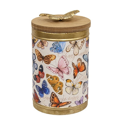 Inspirational Butterflies Canister with Wooden Lid