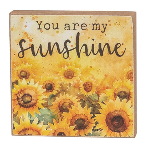 You Are My Sunshine Watercolor Sunflower Wood Block