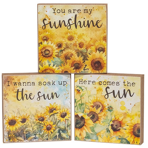 You Are My Sunshine Watercolor Sunflower Wood Block