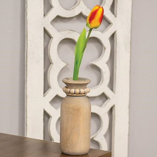 Beaded Wooden Vase
