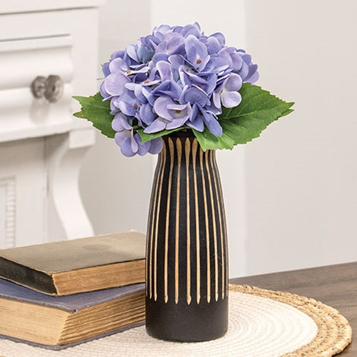 Etched Black Wooden Vase 8"