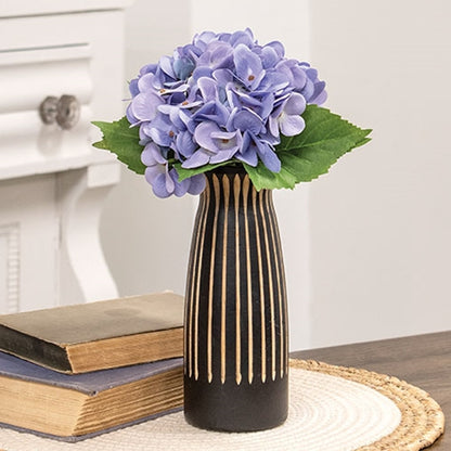 Etched Black Wooden Vase 8"