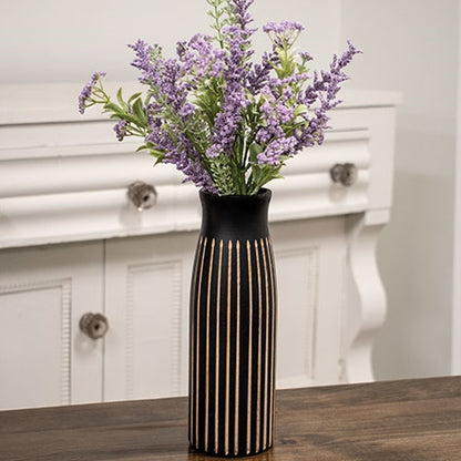 Etched Black Wooden Vase 10"