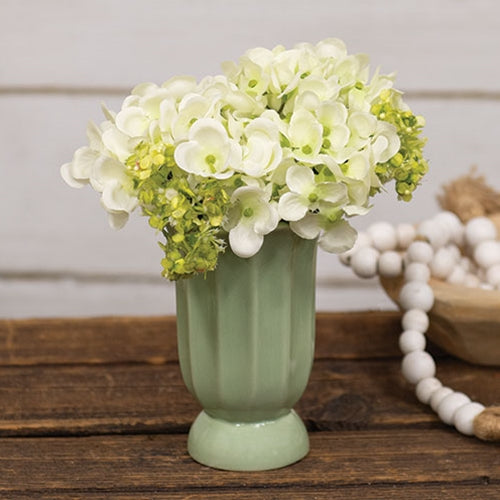 Sage Green Scalloped Ceramic Vase