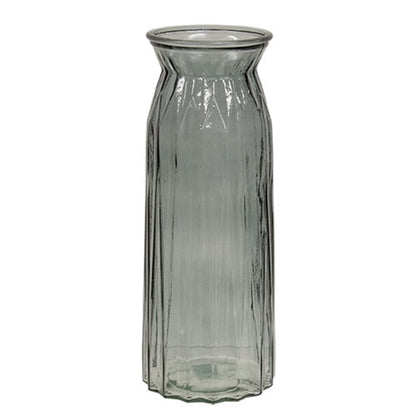 Smoky Gray Fluted Glass Vase