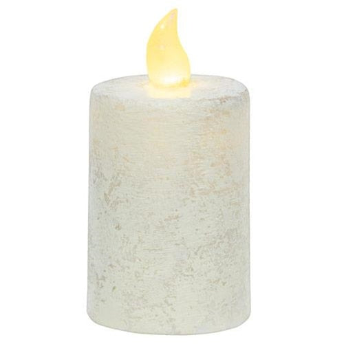 Rustic White Flame Timer Pillar Candle