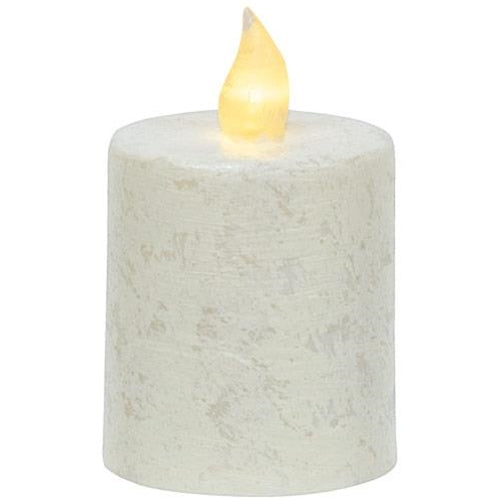 Rustic White Flame Timer Pillar Candle