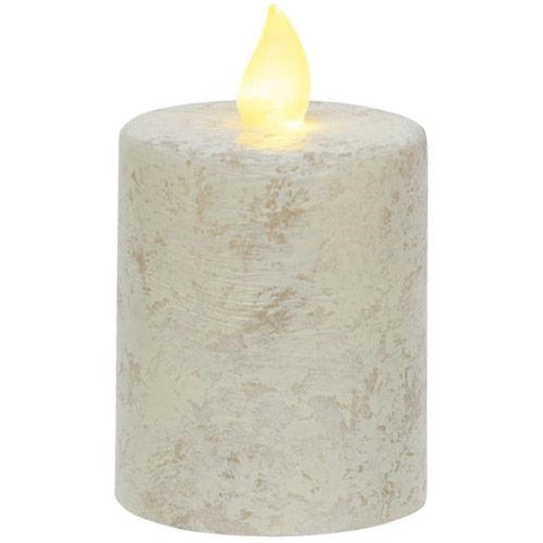 Rustic White Flame Timer Pillar Candle