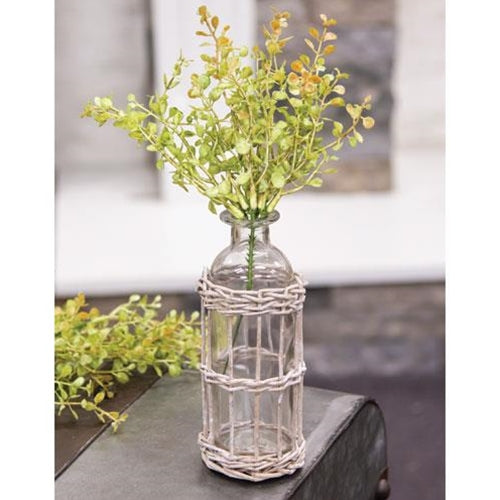 Graywash Willow Wrapped Glass Bottle Vase