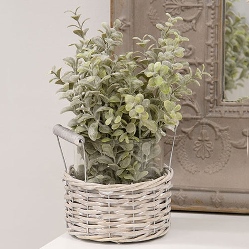 Gray Willow Wrapped Glass Vase Basket