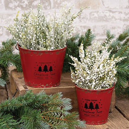 Farm Fresh Christmas Trees Metal Bucket Set