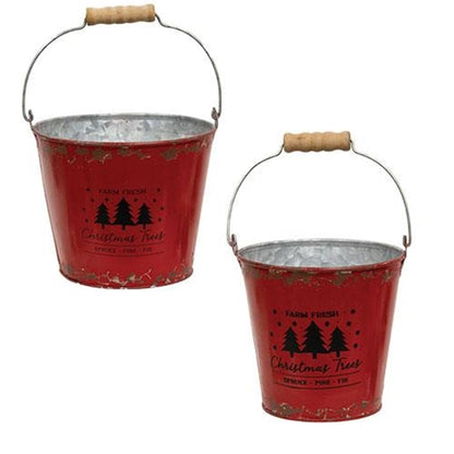 Farm Fresh Christmas Trees Metal Bucket Set