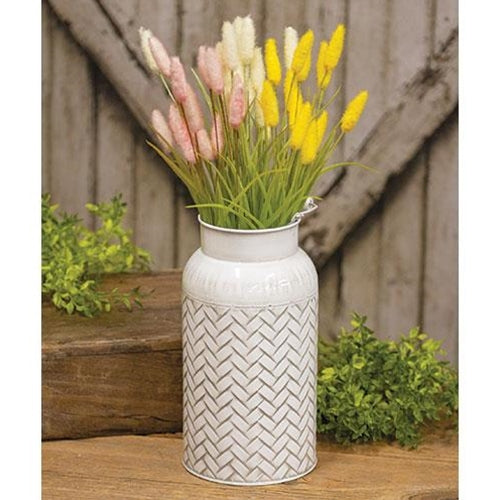Distressed Basketweave Milk Can