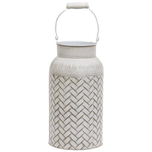 Distressed Basketweave Milk Can