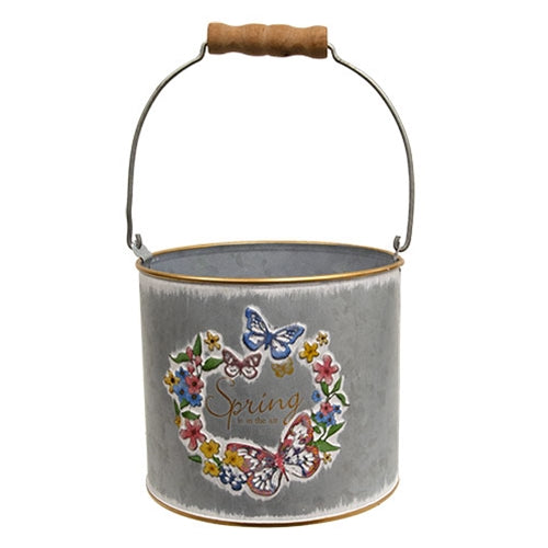 Butterfly Floral Distressed Metal Buckets | Set of 2