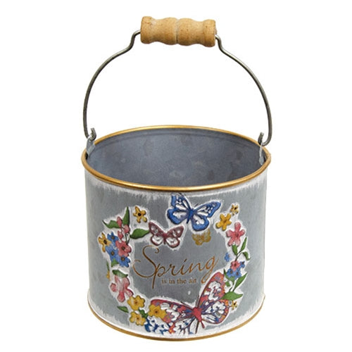 Butterfly Floral Distressed Metal Buckets | Set of 2