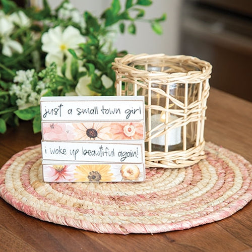 Natural & Rose Woven Seagrass Candle Mat