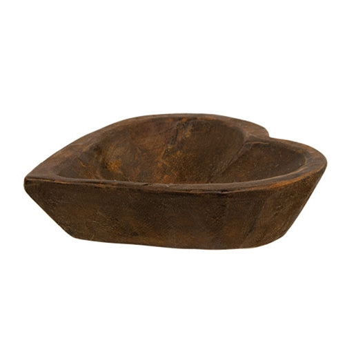 Carved Wood Heart Dough Bowl