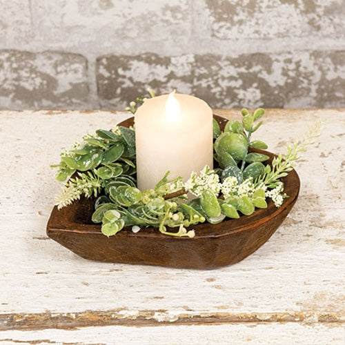 Carved Wood Heart Dough Bowl