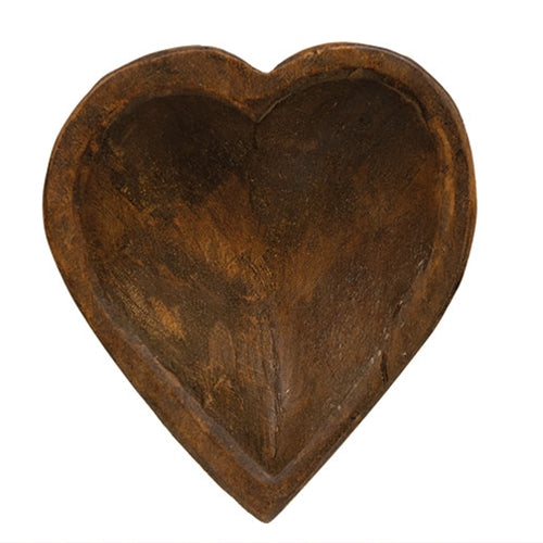 Carved Wood Heart Dough Bowl