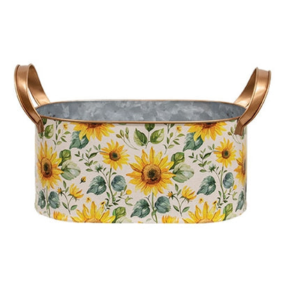Oval Metal Sunflower Buckets | Set of 2