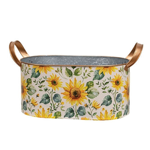 Oval Metal Sunflower Buckets | Set of 2