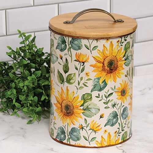 Sunflowers Canister with Wooden Lid