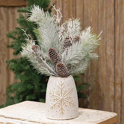 Embossed Snowflake Ceramic Vase