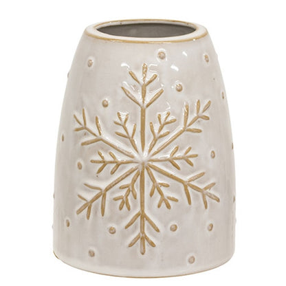 Embossed Snowflake Ceramic Vase