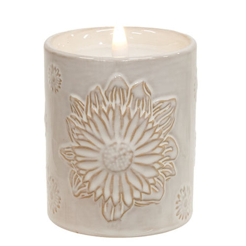 Sunny Days Embossed Ceramic LED Timer Candle