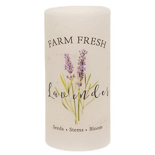 Farm Fresh Lavender Timer Pillar Candle 3" x 6"