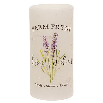 Farm Fresh Lavender Timer Pillar Candle 3" x 6"