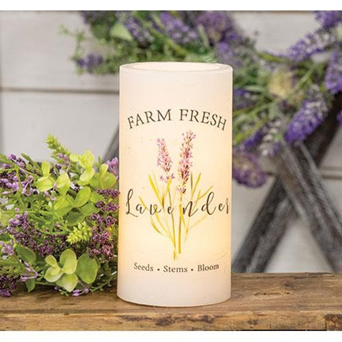 Farm Fresh Lavender Timer Pillar Candle 3" x 6"