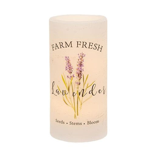 Farm Fresh Lavender Timer Pillar Candle 3" x 6"