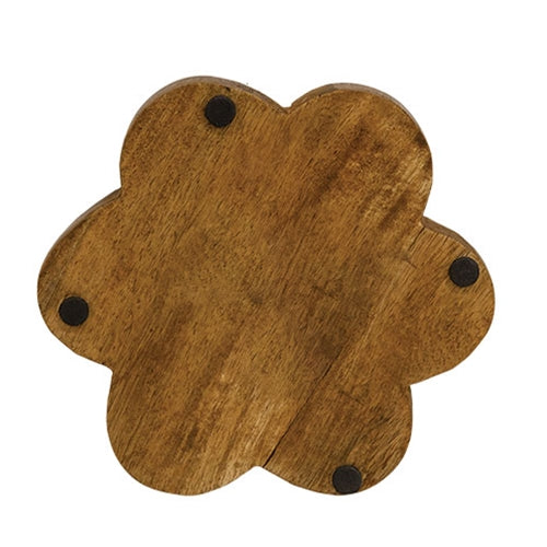 Carved Wooden Daisy Tray