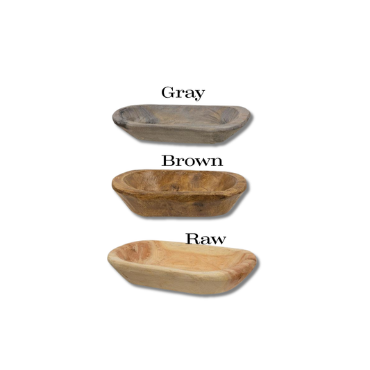 Carved Wood Petite Oval Bowl