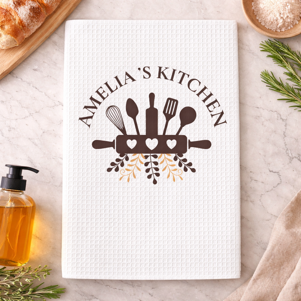 Personalized Kitchen Waffle Weave Towel