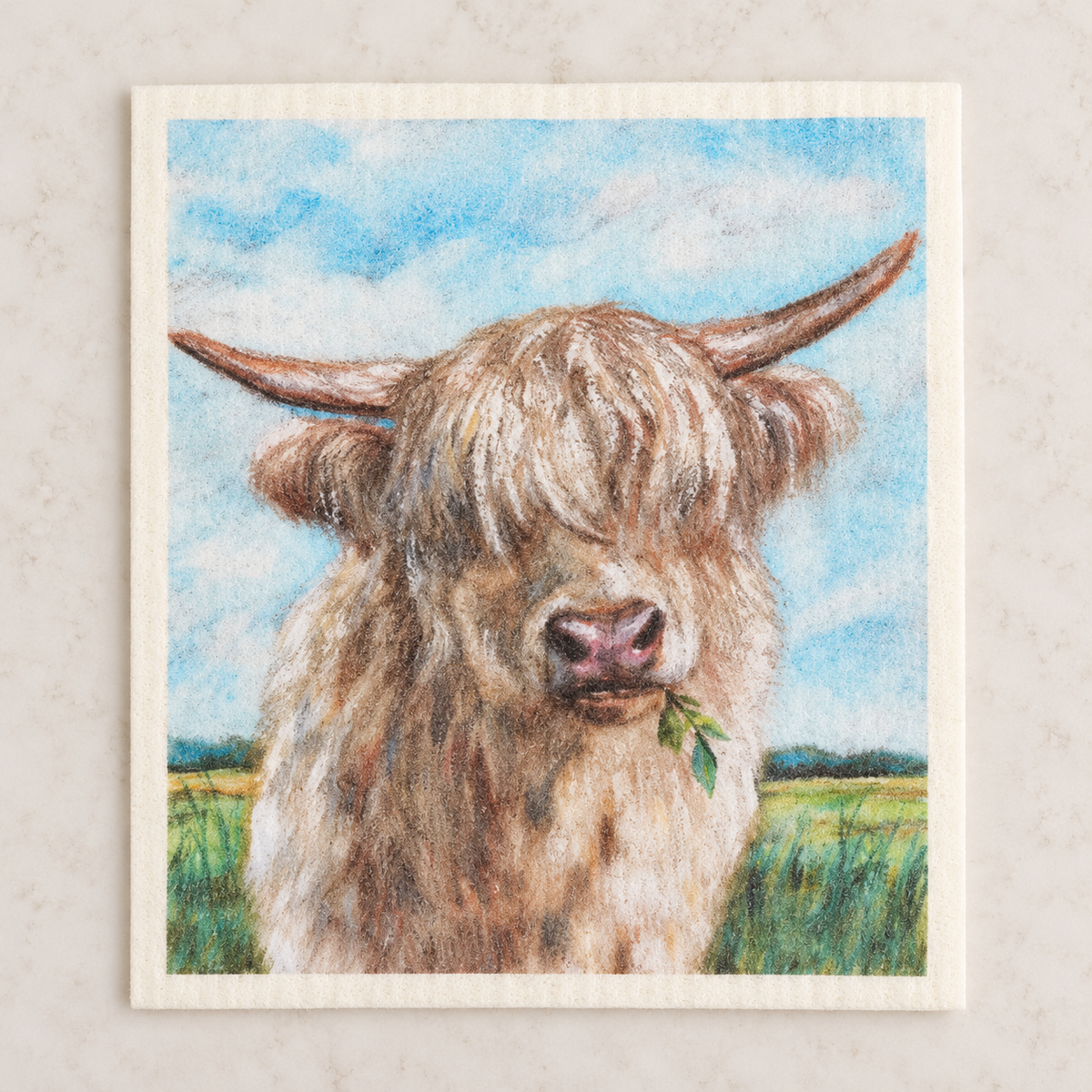 Pasture Days Highland Cow Swedish Dishcloth