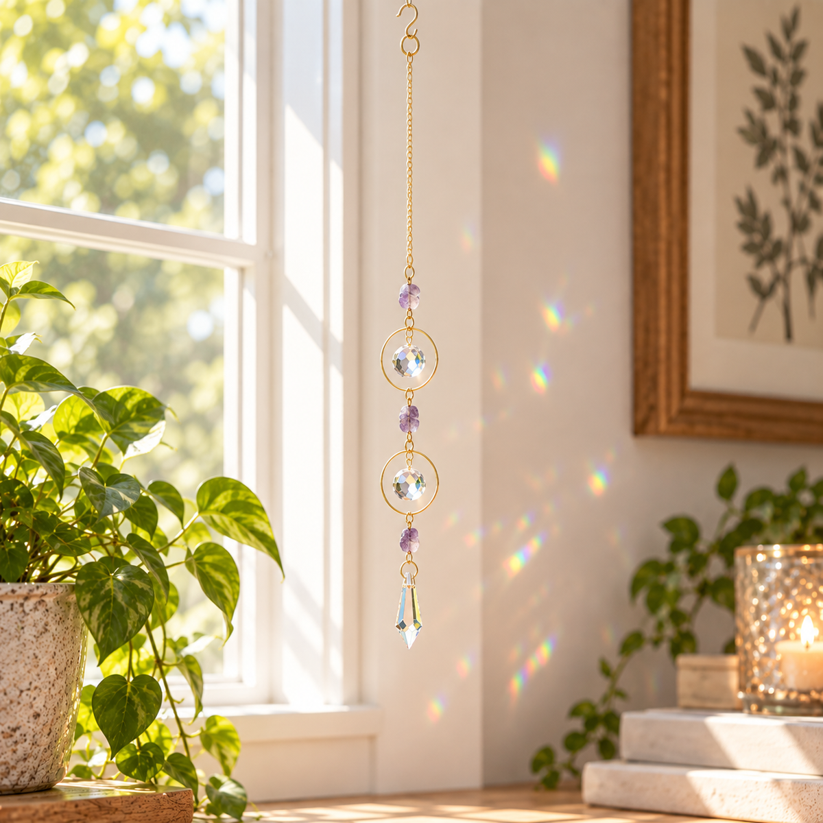 Amethyst Rain Crystal Wind Chime