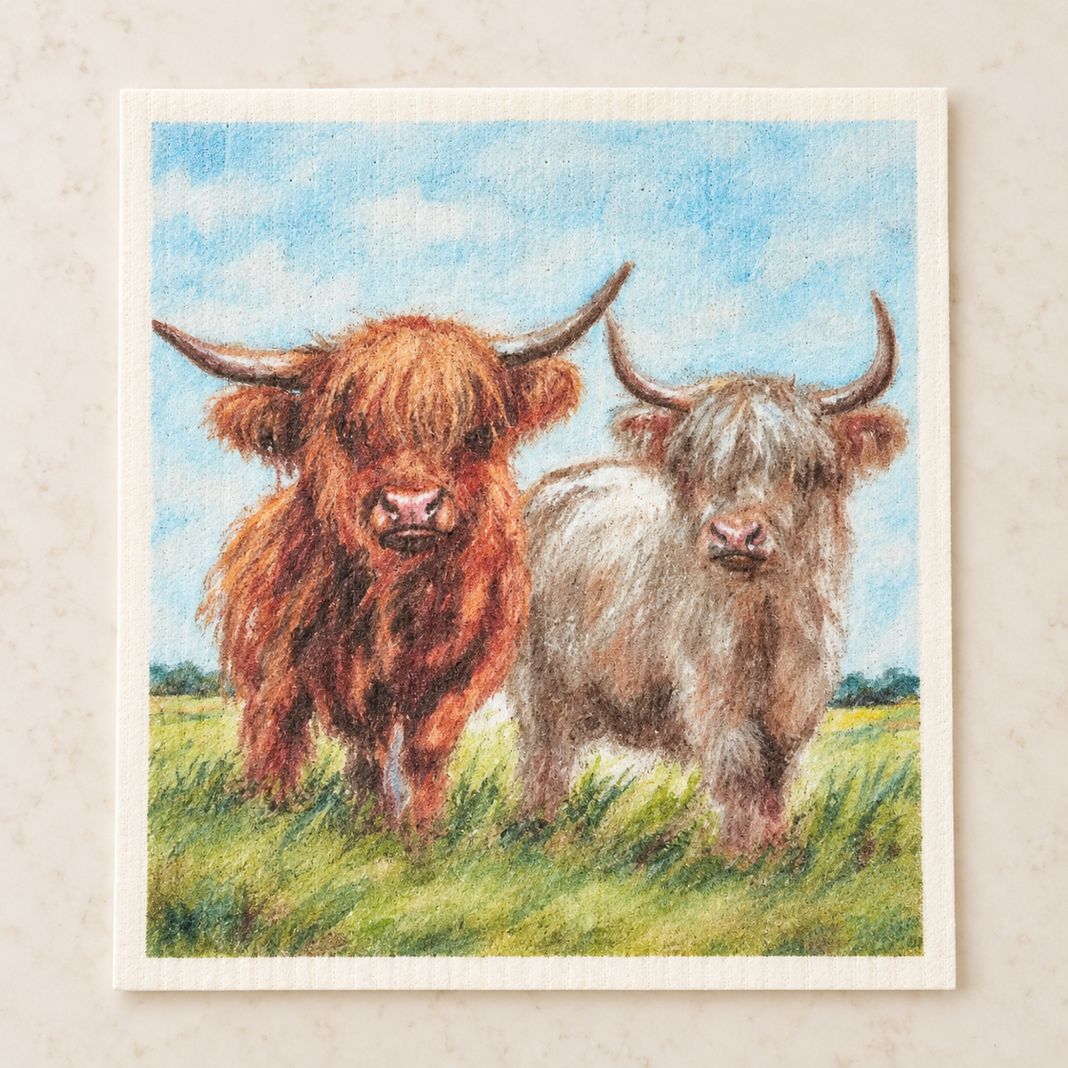 Pasture Pals Highland Cow Swedish Dishcloth