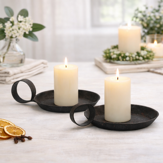 Black Pie Pan Candle Holder